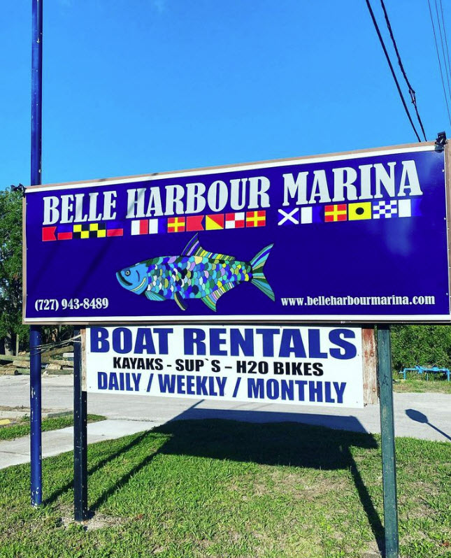 belle harbour Marina sign