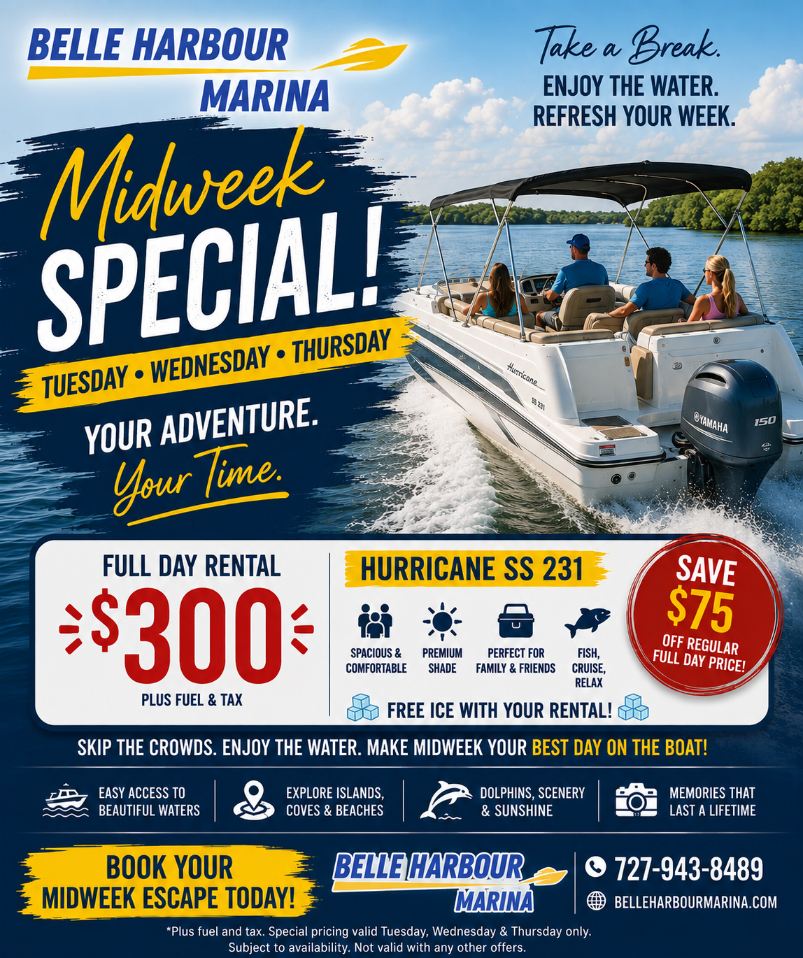 Belle Harbour Marina Weekday Boat Rental Special